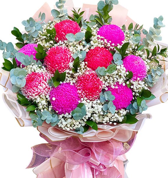 10 Pink & Red Peony Chrys Bouquet