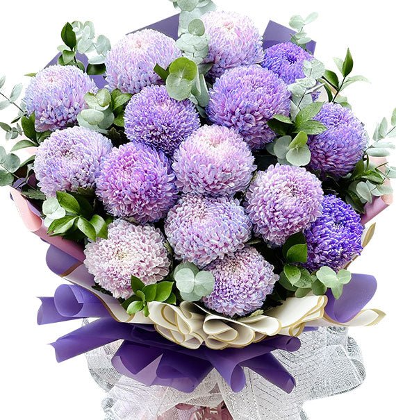 15 Light Purple Peony Chrys Bouquet