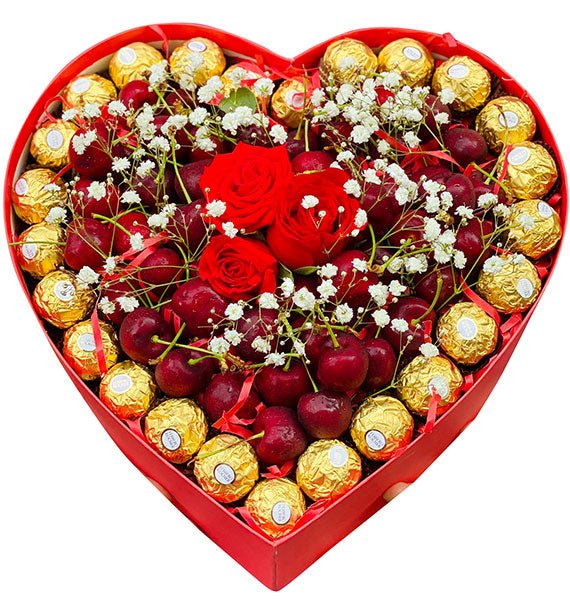 Cherry & Chocolate Heart Box For Mom - HCM ONLY