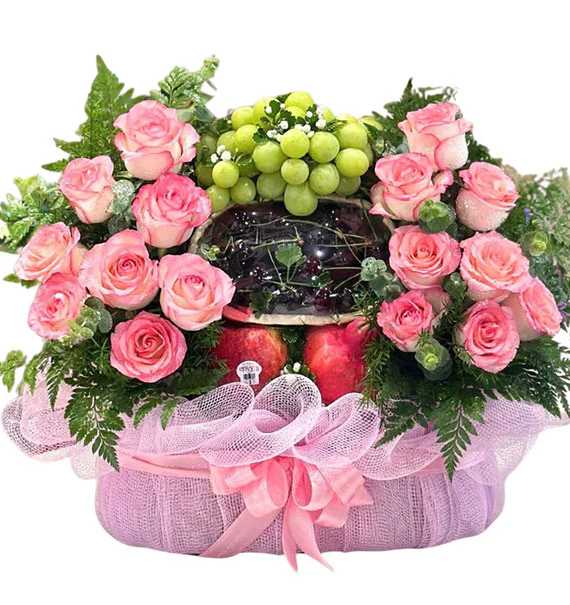 Happiness Floral Fruit Basket For Mom
